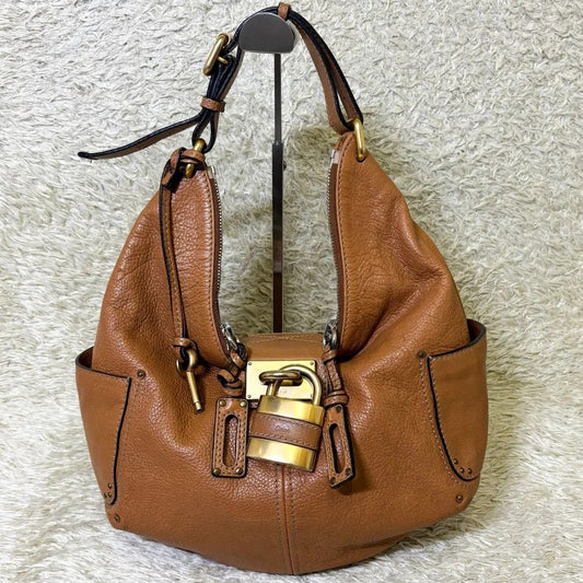 Authentic Chloe Paddington Leather Shoulder Bag One-Handle Brown Camel Rare GOOD